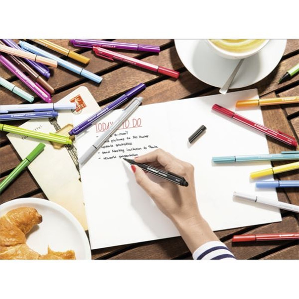 Fineliner Stabilo PointMax, 0.8 mm, 15 culori / set, etui carton Snooze