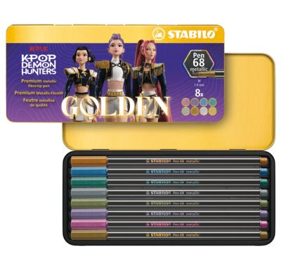 Carioca Stabilo Pen 68 K-Pop Demon Hunters, 1 mm, 8 bucati / cutie metalica