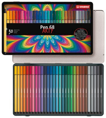 Carioca Stabilo Pen 68, 1 mm, 30 culori / set, cutie metalica