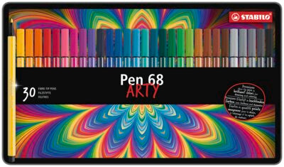 Carioca Stabilo Pen 68, 1 mm, 30 culori / set, cutie metalica