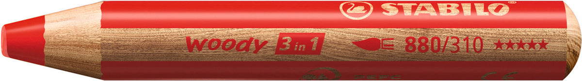 Creioane colorate Stabilo woody 3 in 1, 10 mm, 15 culori / set, ascutitoare, suport pentru birou
