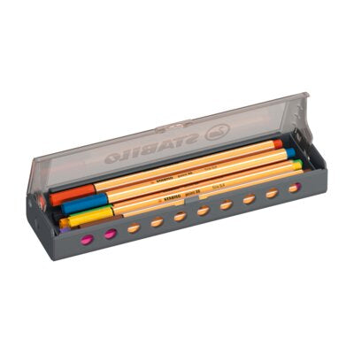 Fineliner Stabilo Point 88, 0.4 mm, 10 culori / set, cu suport de birou