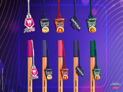 Fineliner Stabilo Point 88 K-Pop Demon Hunters, 0.4 mm, 3 bucati /set