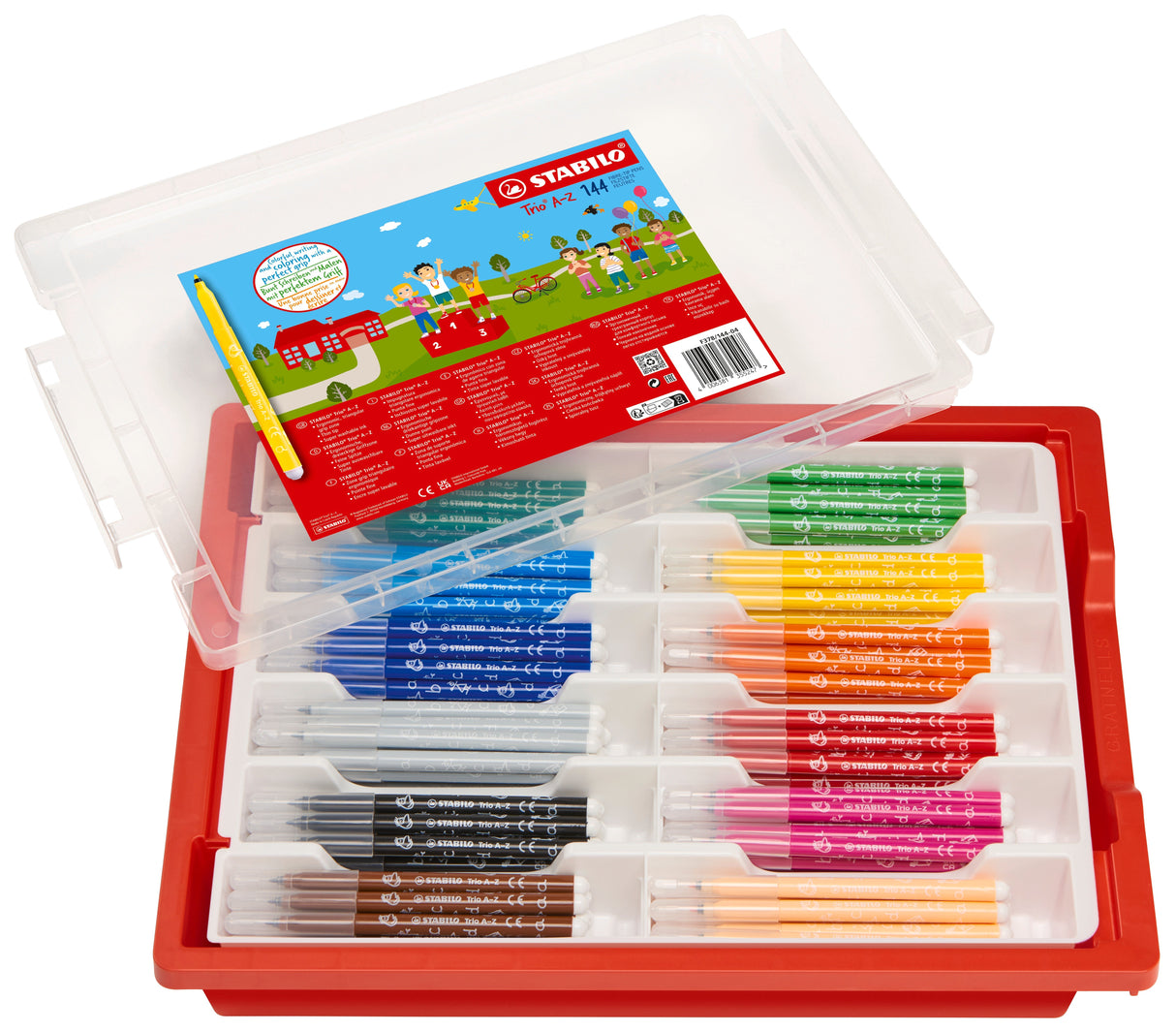 Carioca Stabilo Trio A - Z, 0.7 mm, 12 culori , 144 bucati / set, cutie plastic