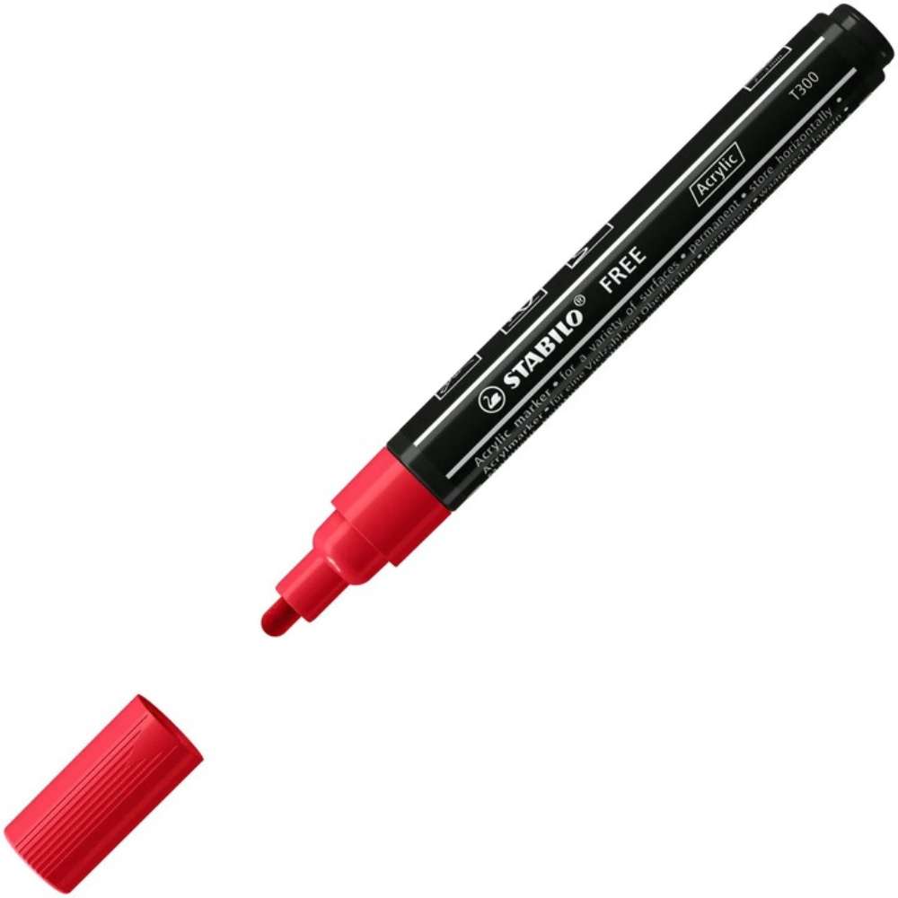 Marker acrilic Stabilo Free Acrylic T300, carmine