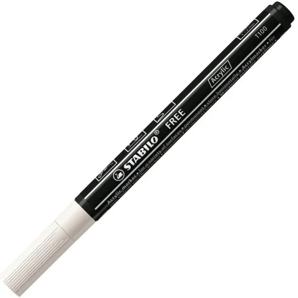 Marker acrilic Stabilo Free Acrylic T100, alb