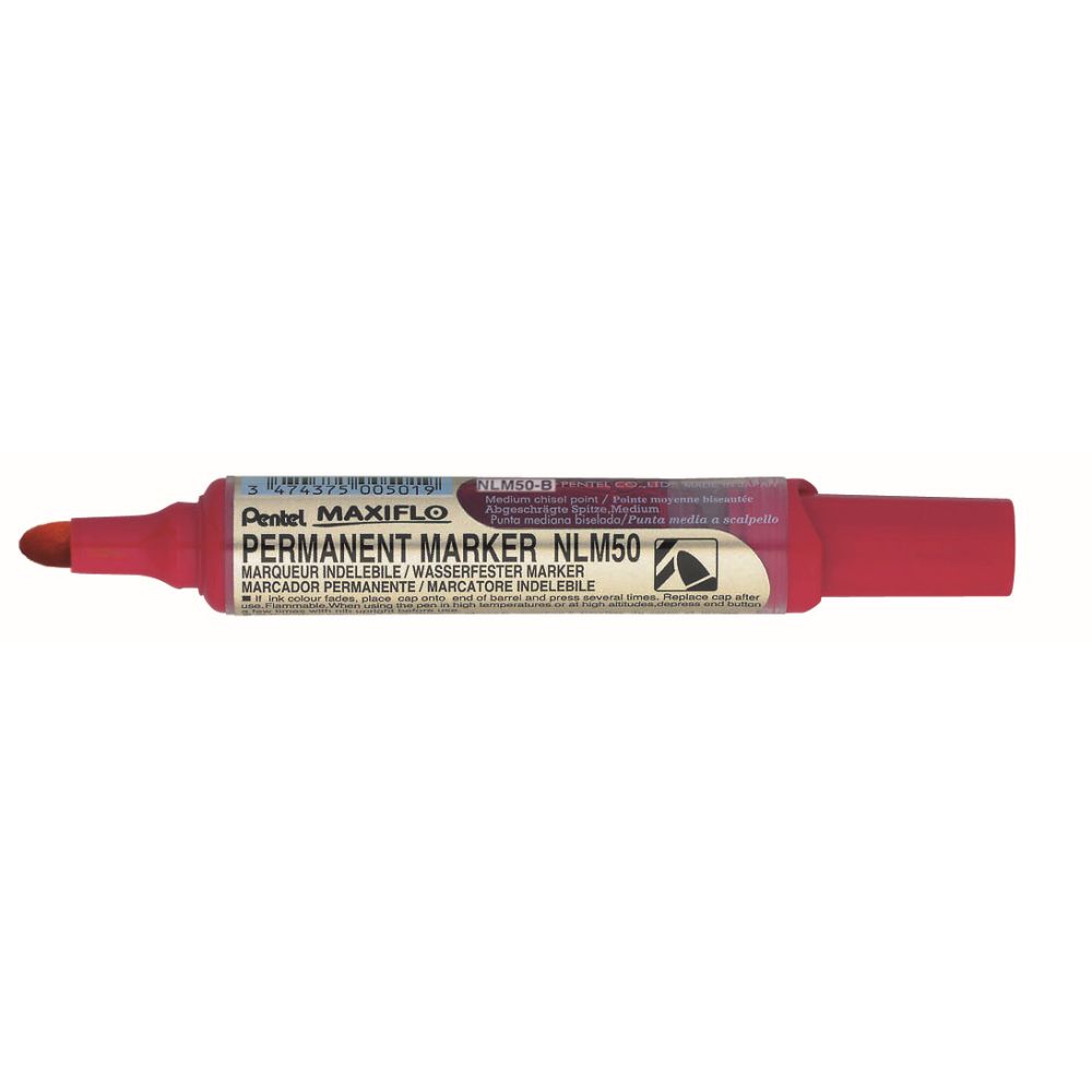 Marker permanent Pentel Maxiflo NLM50, varf rotund, 6 mm, rosu