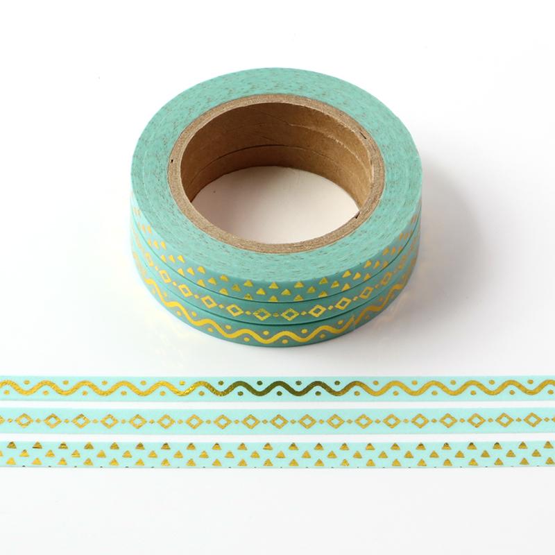 Banda Washi Subtire - Verde Deschis Set 3 Buc Banda Washi Paperie.ro