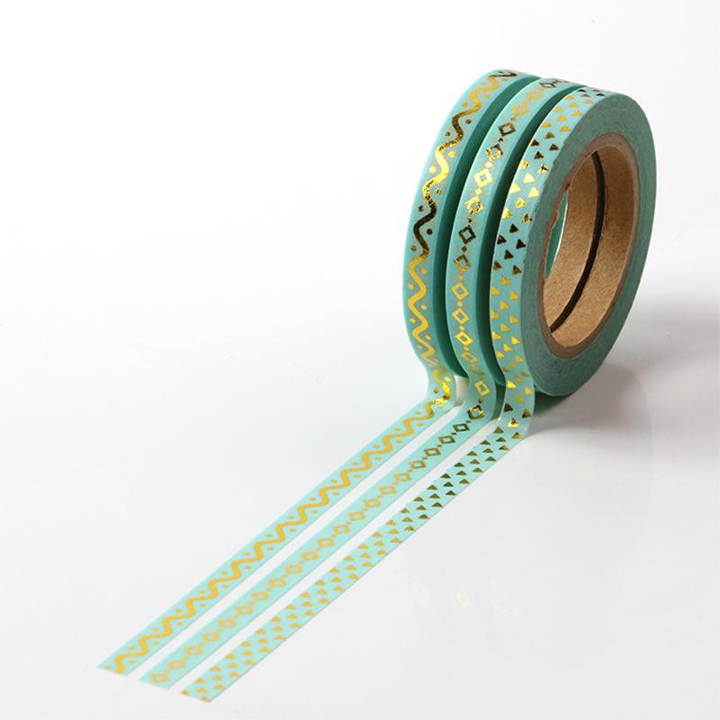 Banda Washi Subtire - Verde Deschis Set 3 Buc Banda Washi Paperie.ro
