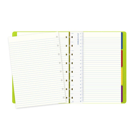 Agenda Notebook A5 FILOFAX Saffiano verde para cu spirala si rezerve Agenda Filofax