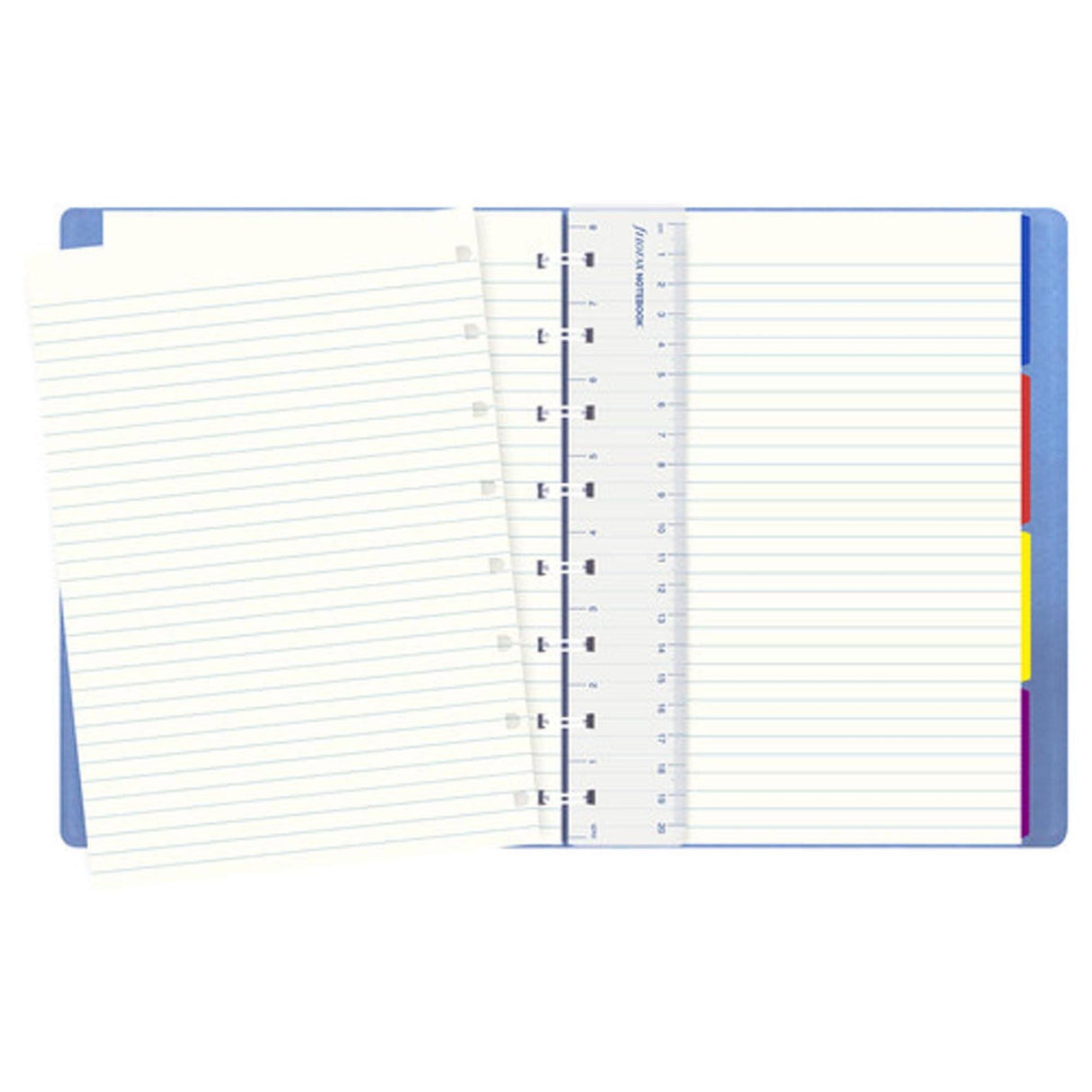 Agenda Notebook A5 FILOFAX Saffiano albastru vista cu spirala si rezerve Agenda Filofax