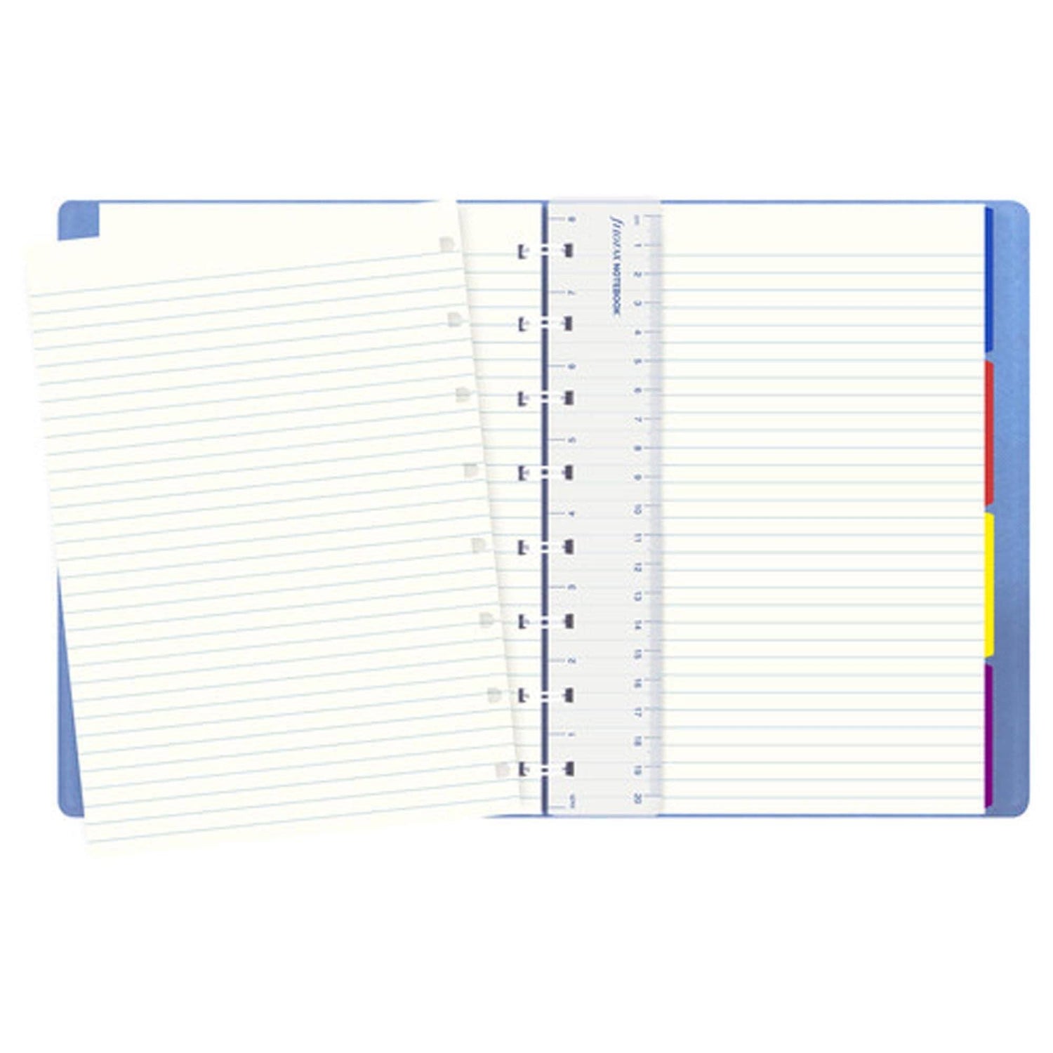 Agenda Notebook A5 FILOFAX Saffiano albastru vista cu spirala si rezerve Agenda Filofax
