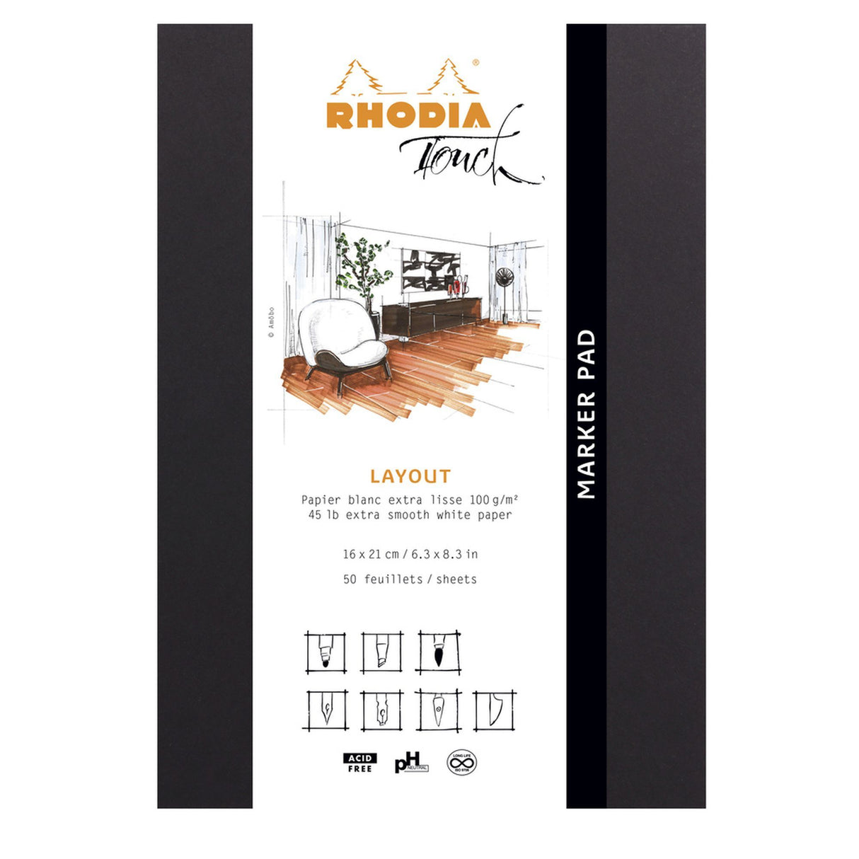 Rhodiarama caiet notite negru A5+ 50 file hartie alba velina 100g/mp Paperie.ro