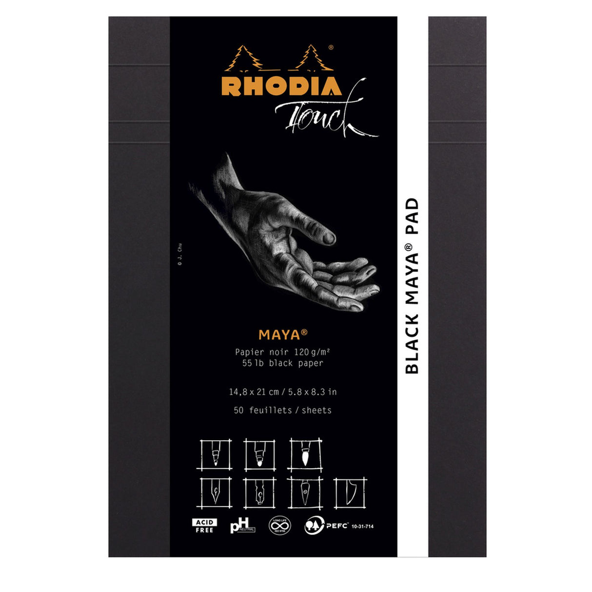 Rhodiarama caiet notite Maya negru A5 50 file hartie alba velina 120g/mp Paperie.ro