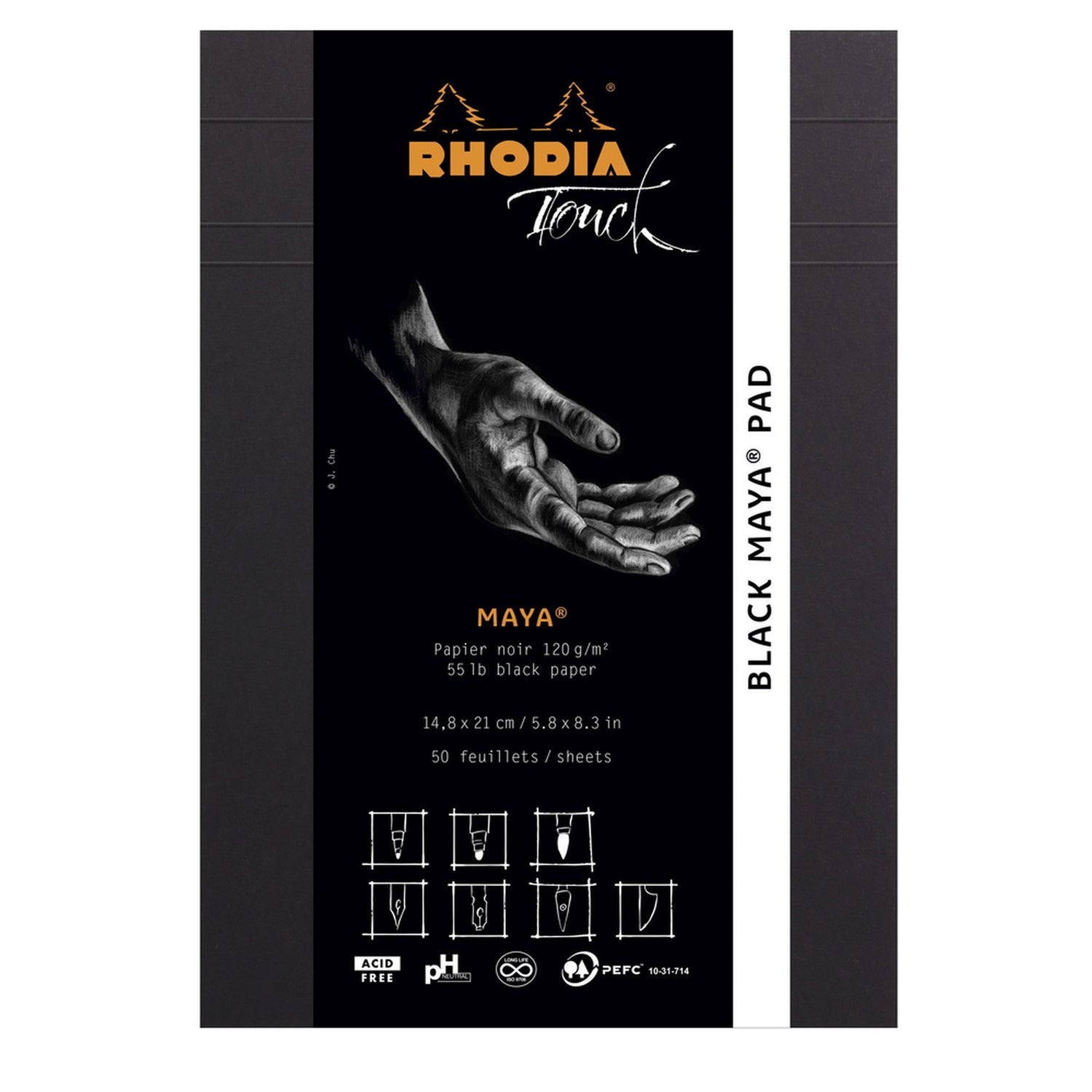 Rhodiarama caiet notite Maya negru A5 50 file hartie alba velina 120g/mp Paperie.ro