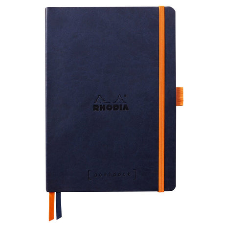 Agenda A5 nedatata, 120 file, punctat, softcover, hartie ivory 90 g / mp, Rhodiorama, midnight Agenda Rhodia Rhodia