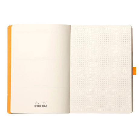 Agenda A5 nedatata, 120 file, punctat, softcover, hartie ivory 90 g / mp, Rhodiorama, midnight Agenda Rhodia Rhodia