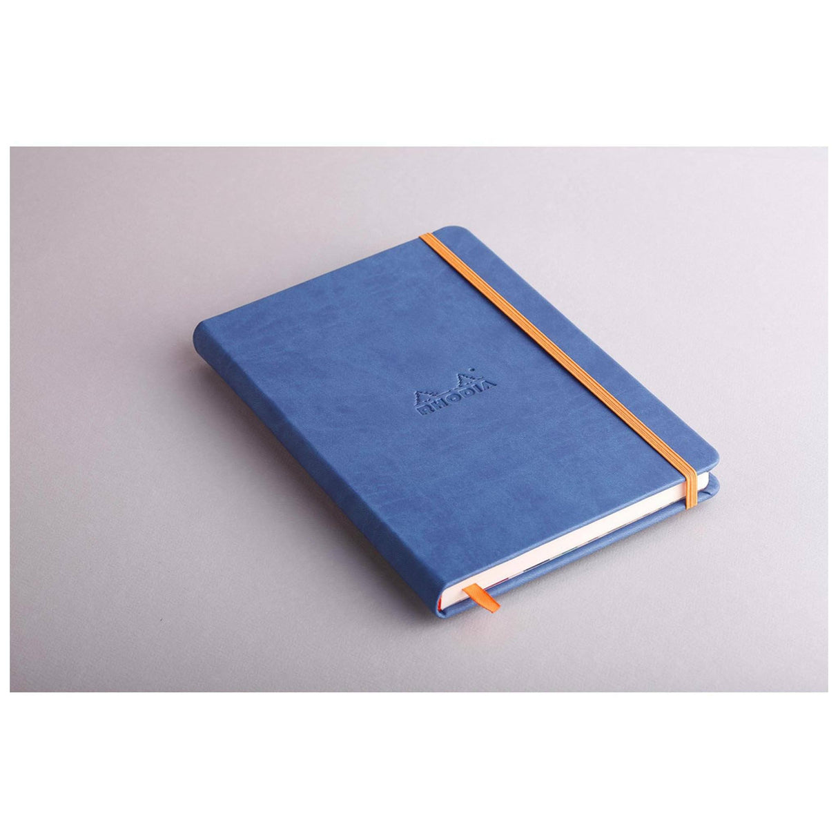 Caiet Agenda A5 Rhodiarama liniat, safir, 96 pagini, cu coperta rigida + elastic Agenda Rhodia