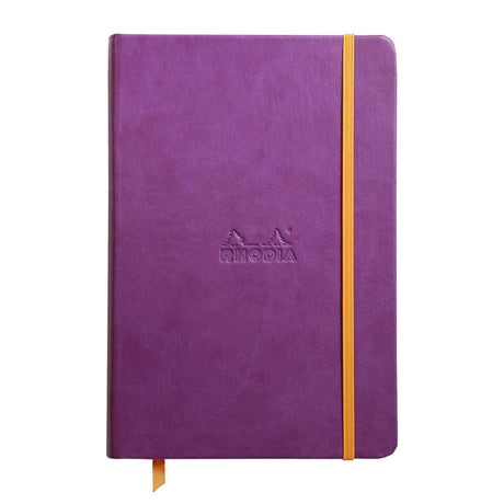 Caiet Agenda A5 Rhodiarama liniat, violet, 96 pagini, cu coperta rigida + elastic Agenda Rhodia