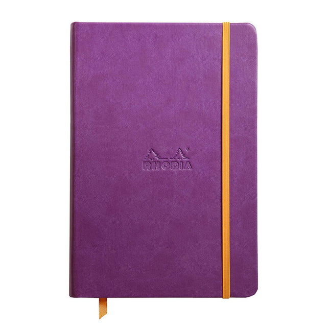 Caiet Agenda A5 Rhodiarama liniat, violet, 96 pagini, cu coperta rigida + elastic Agenda Rhodia