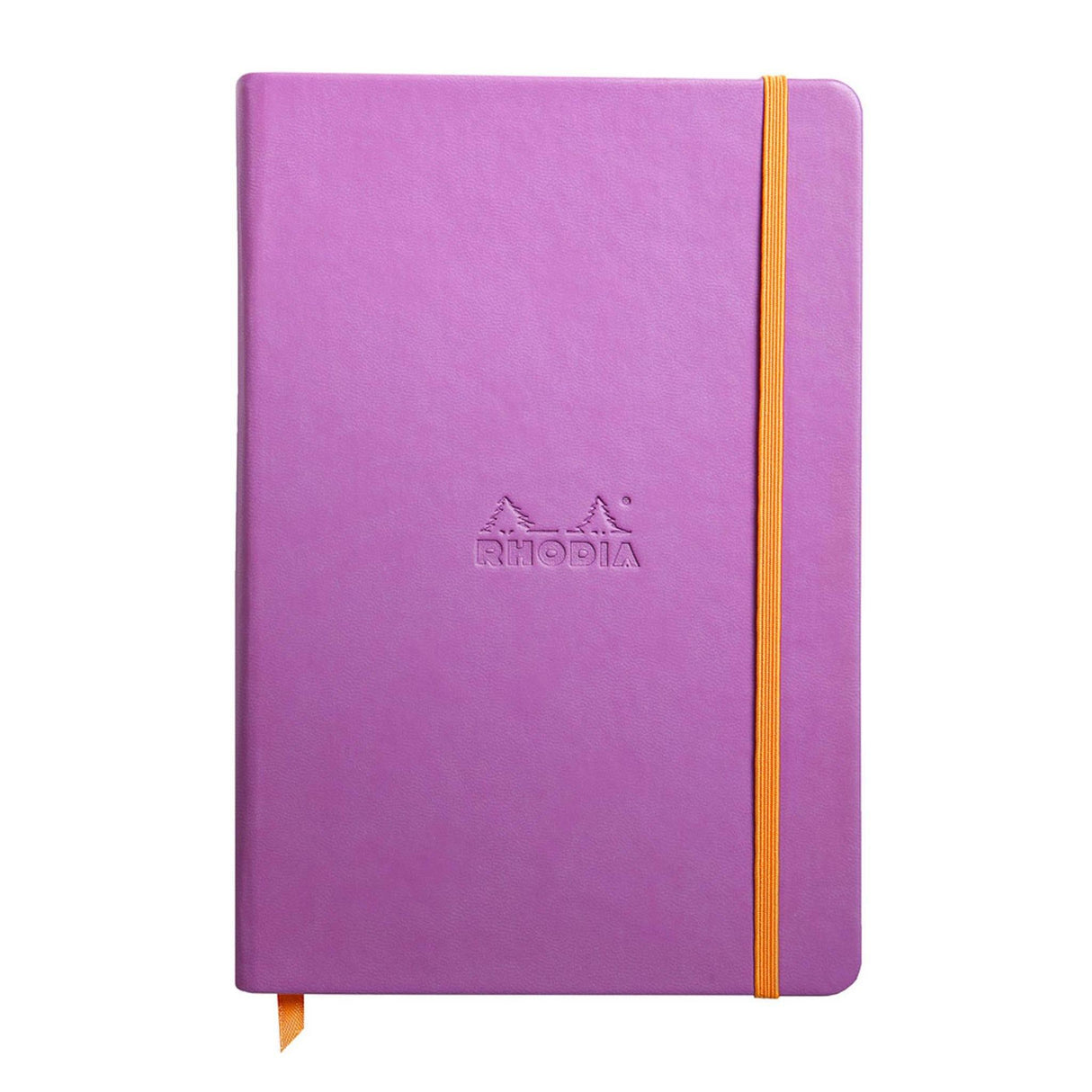 Caiet Agenda A5 Rhodiarama liniat, roz, 96 pagini, cu coperta rigida + elastic Agenda Rhodia