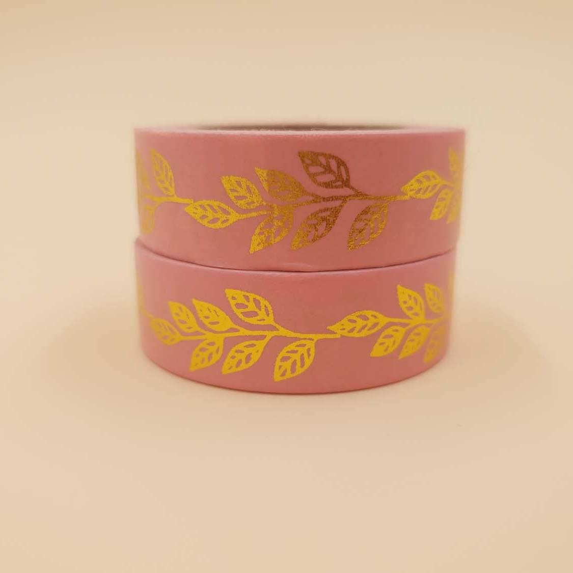 Banda Washi - Roz model Frunze Banda Washi Paperie.ro