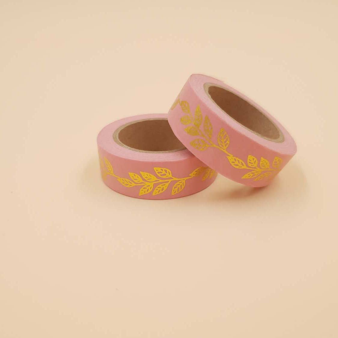 Banda Washi - Roz model Frunze Banda Washi Paperie.ro