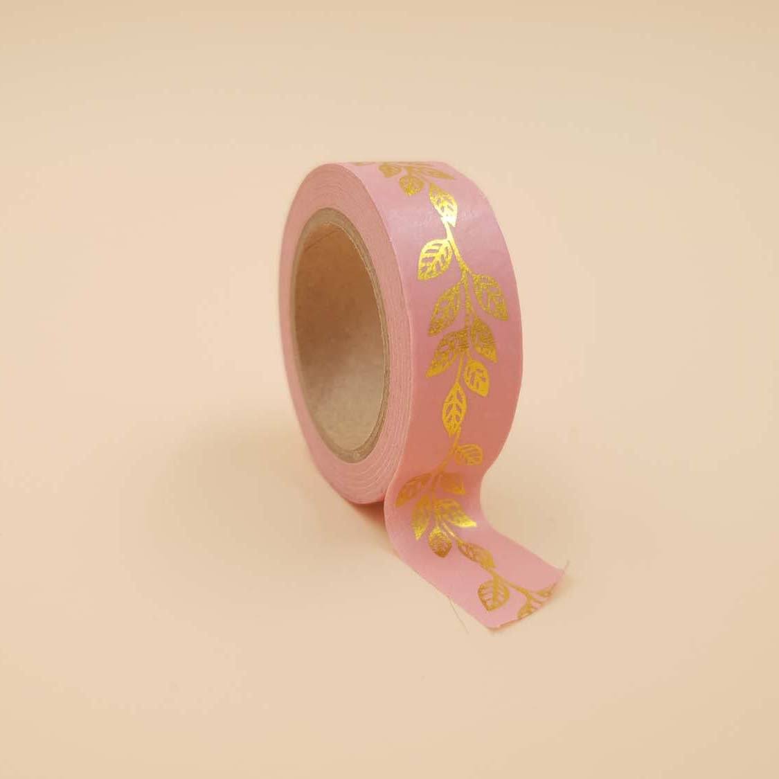 Banda Washi - Roz model Frunze Banda Washi Paperie.ro