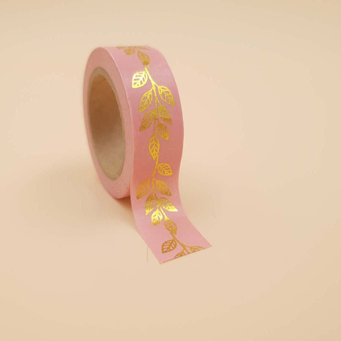 Banda Washi - Roz model Frunze Banda Washi Paperie.ro