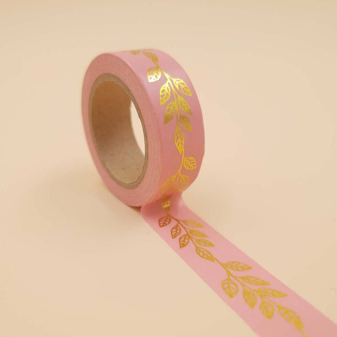 Banda Washi - Roz model Frunze Banda Washi Paperie.ro