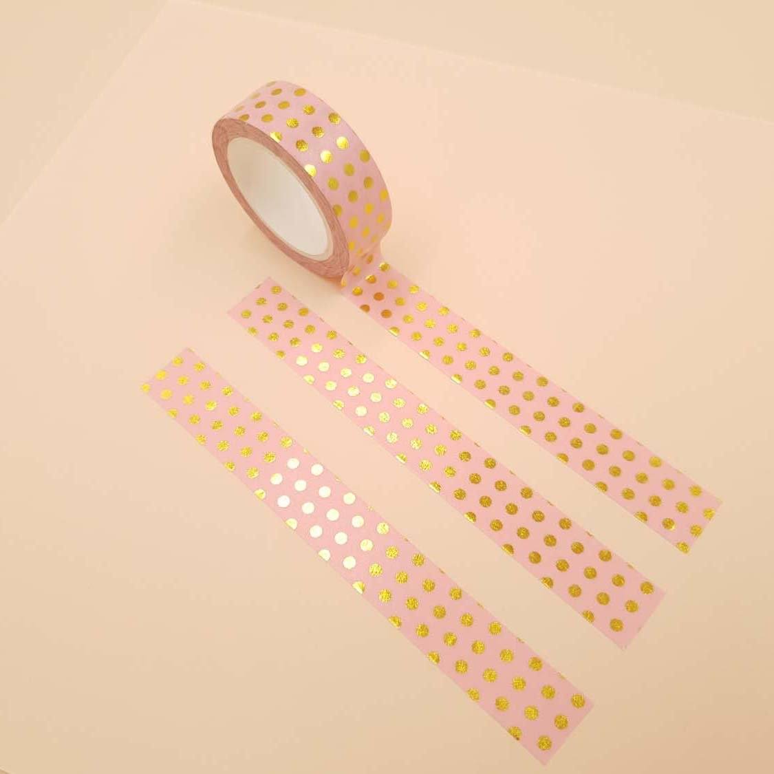Banda Washi - Roz Model Buline Aurii Banda Washi Paperie.ro
