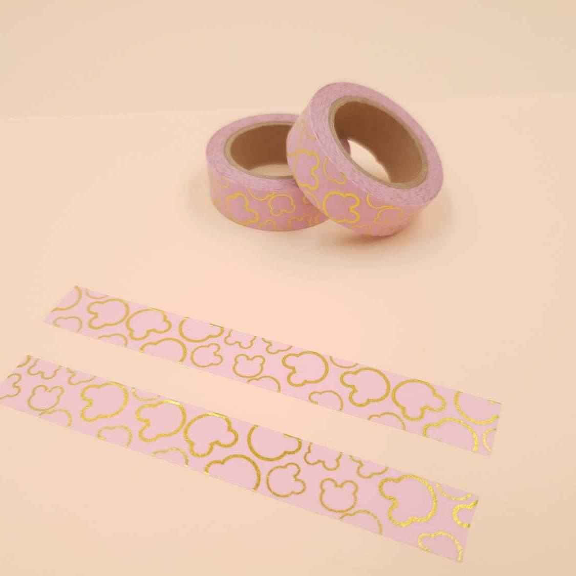 Banda Washi - Roz Model Mickey Mouse Auriu Banda Washi Paperie.ro