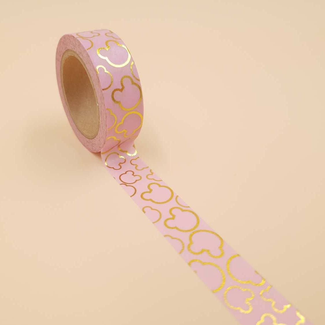 Banda Washi - Roz Model Mickey Mouse Auriu Banda Washi Paperie.ro