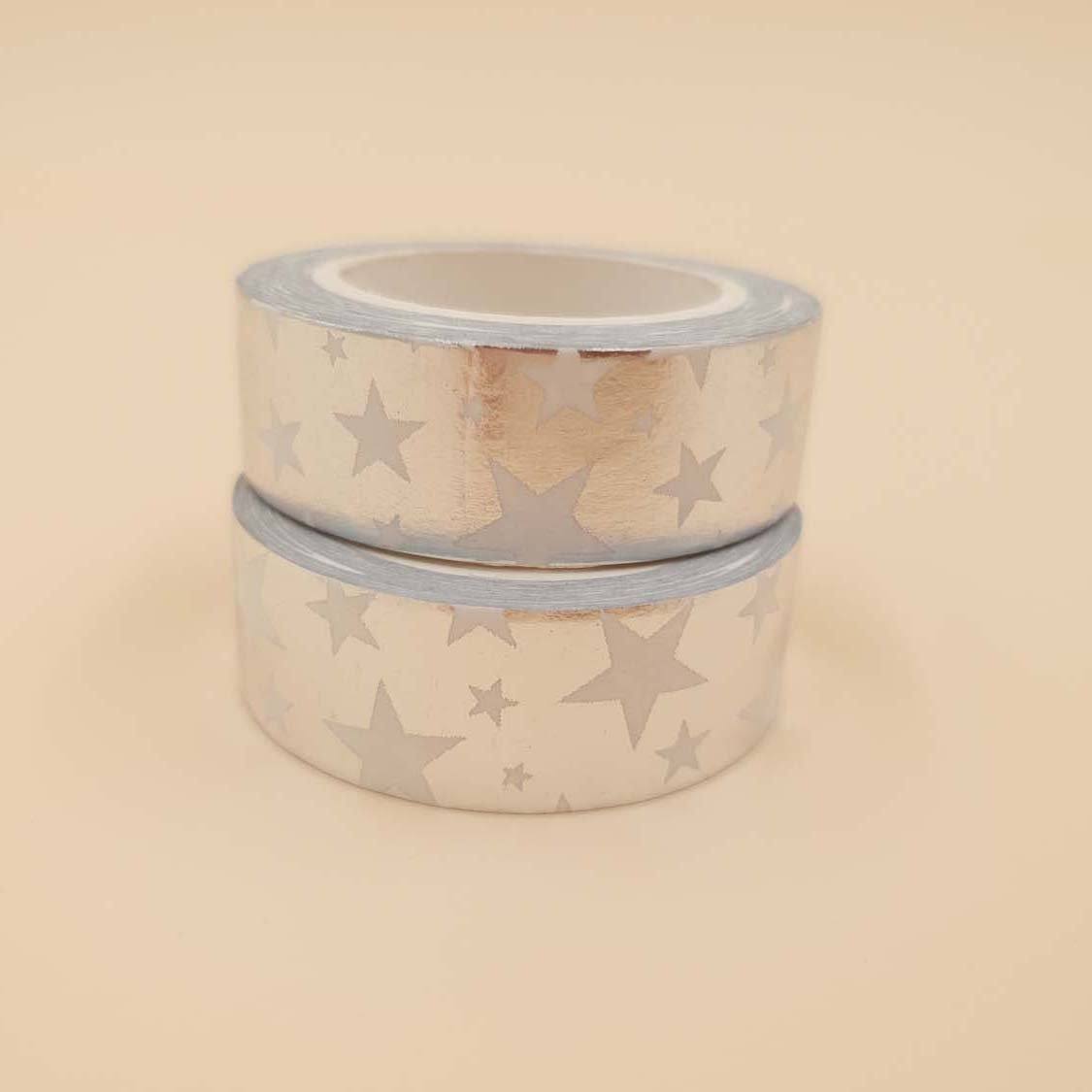 Banda Washi - Argintie Model Stelute Banda Washi Paperie.ro