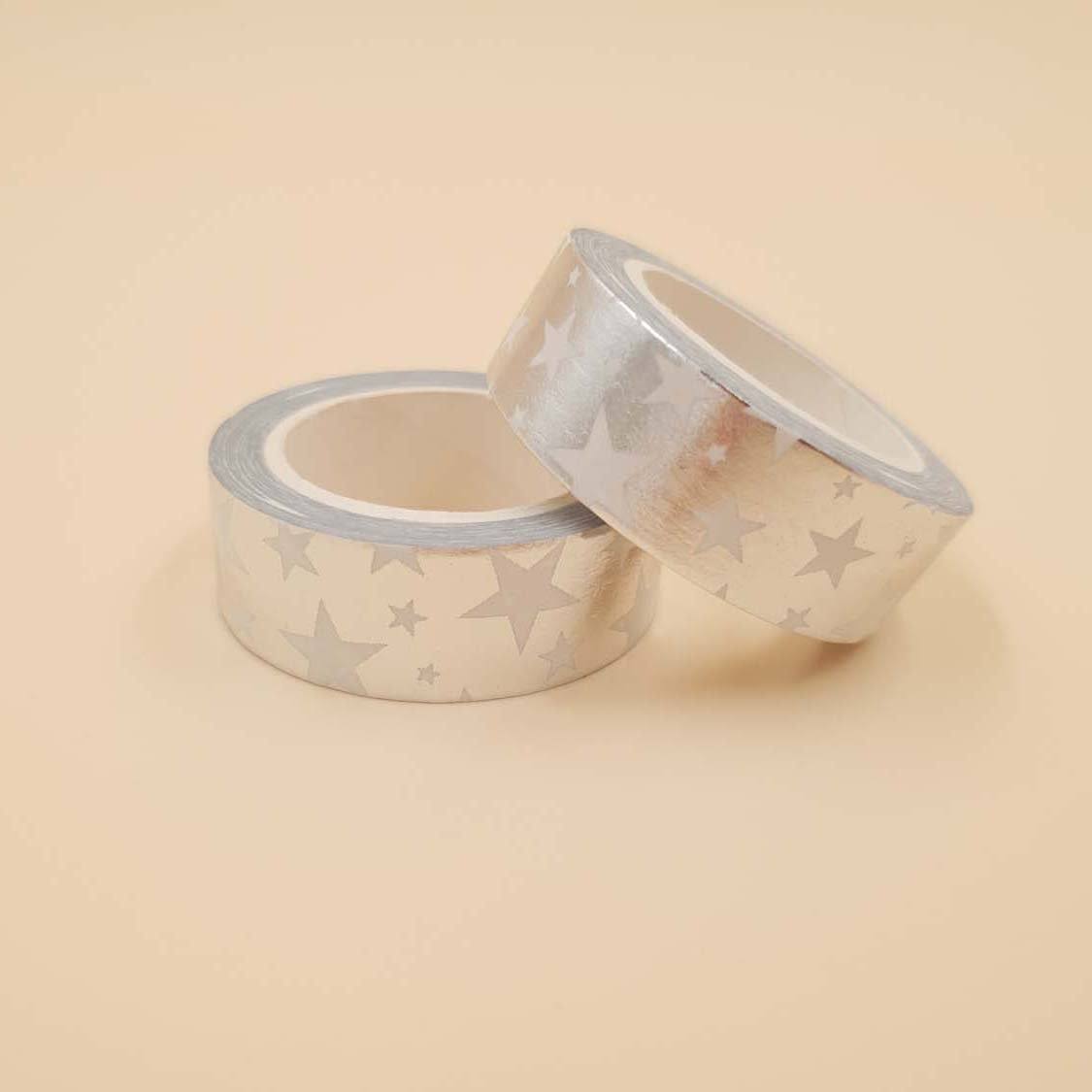 Banda Washi - Argintie Model Stelute Banda Washi Paperie.ro