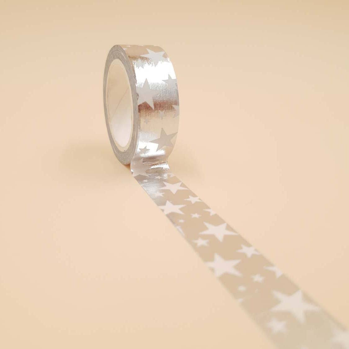 Banda Washi - Argintie Model Stelute Banda Washi Paperie.ro