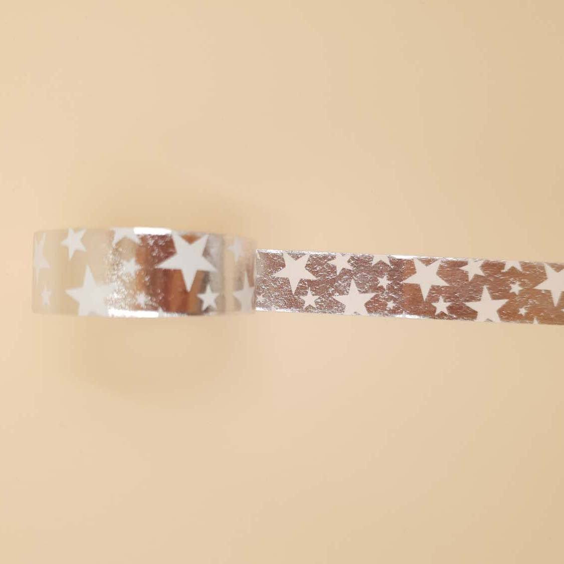 Banda Washi - Argintie Model Stelute Banda Washi Paperie.ro