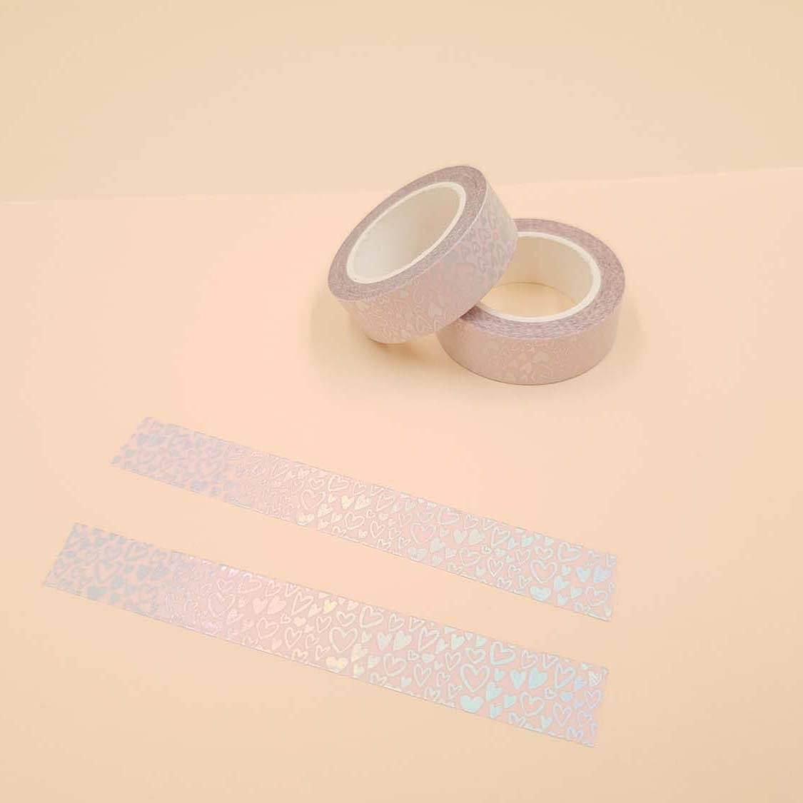 Banda Washi - Roz Pal Model Inimioare Banda Washi Paperie.ro