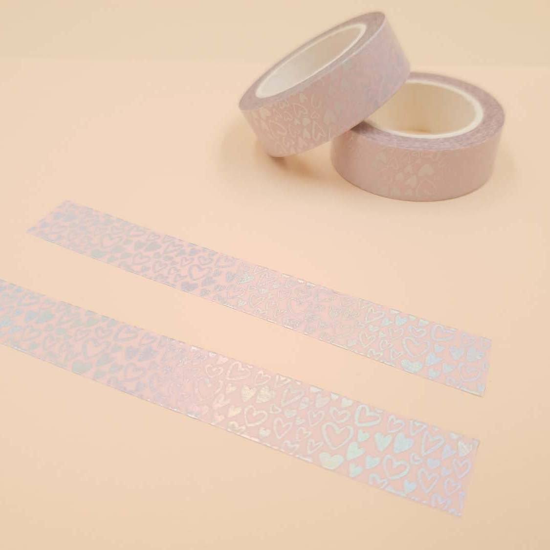 Banda Washi - Roz Pal Model Inimioare Banda Washi Paperie.ro