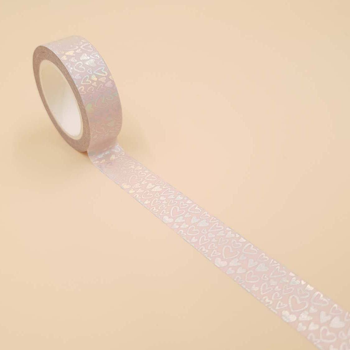 Banda Washi - Roz Pal Model Inimioare Banda Washi Paperie.ro