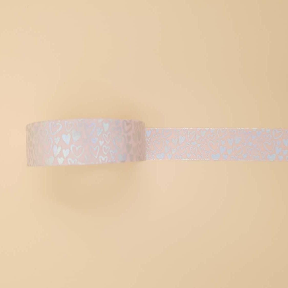 Banda Washi - Roz Pal Model Inimioare Banda Washi Paperie.ro