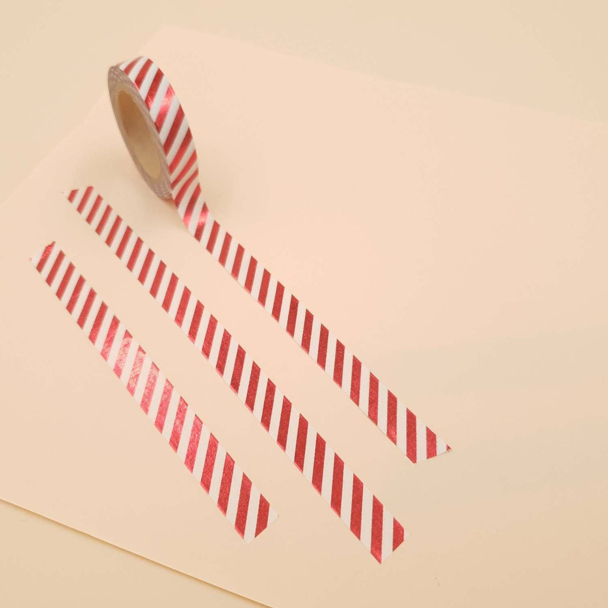 Banda Washi - Alba Model Dungi Rosu Metalizat Paperie.ro