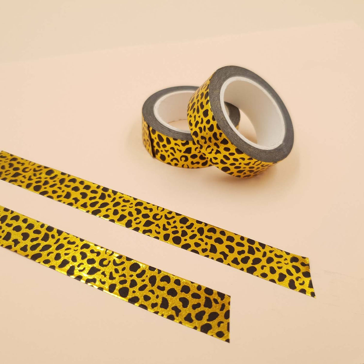 Banda Washi - Auriu Model Pete Negre Paperie.ro