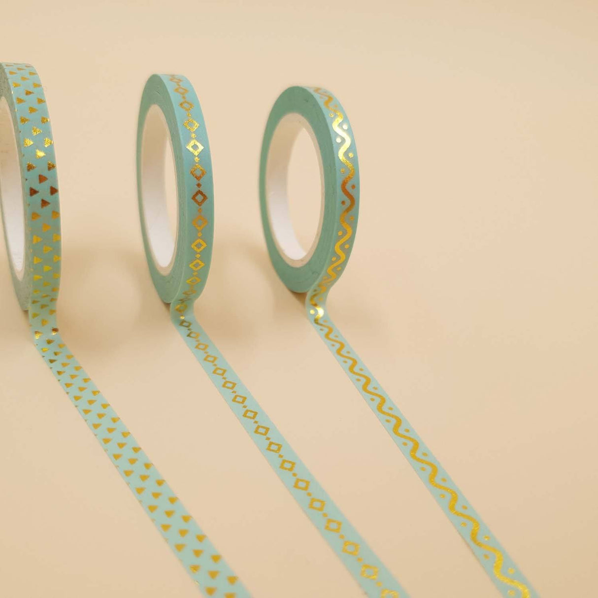 Banda Washi Subtire - Verde Deschis Set 3 Buc Paperie.ro