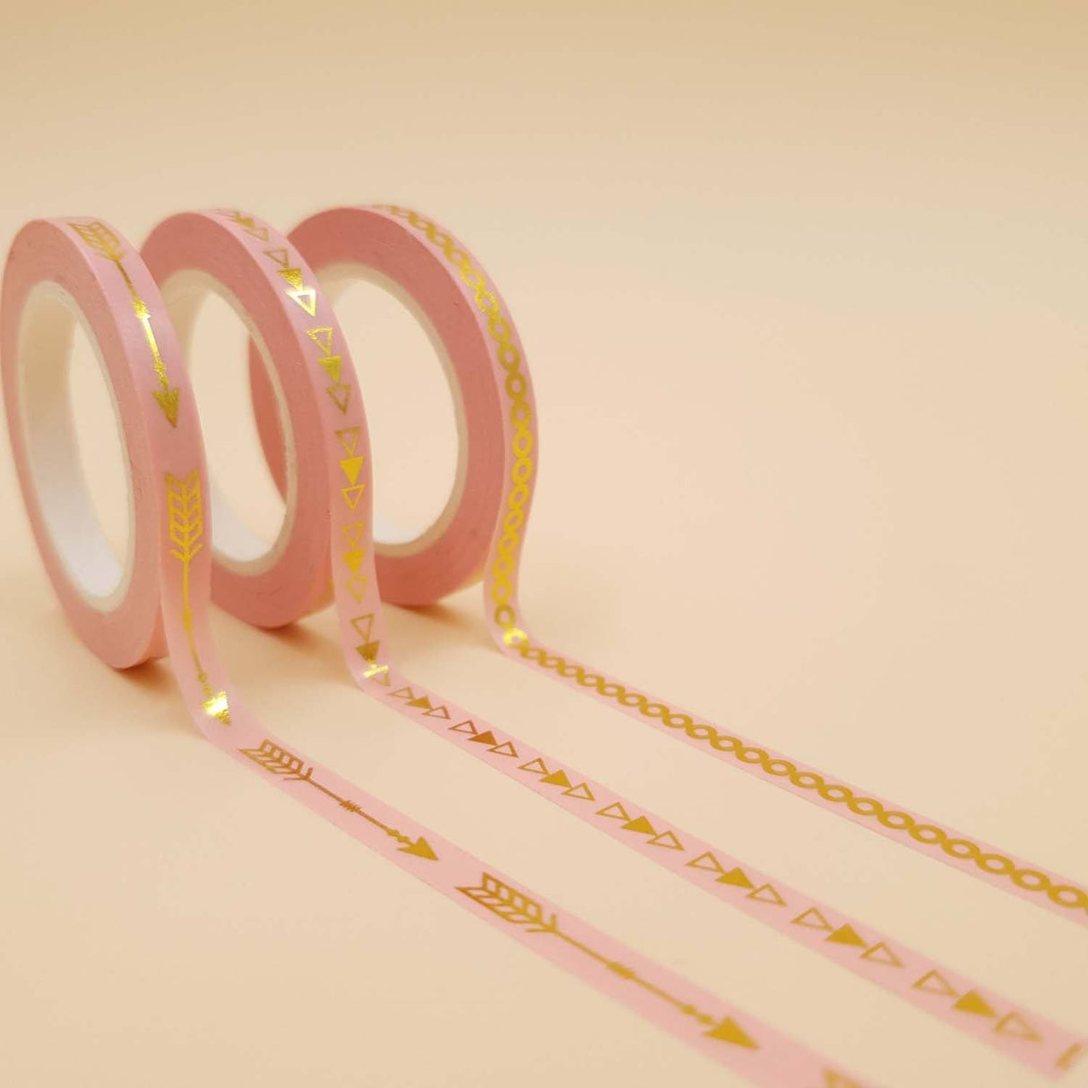 Banda Washi Subtire - Roz Set 3 Buc Paperie.ro