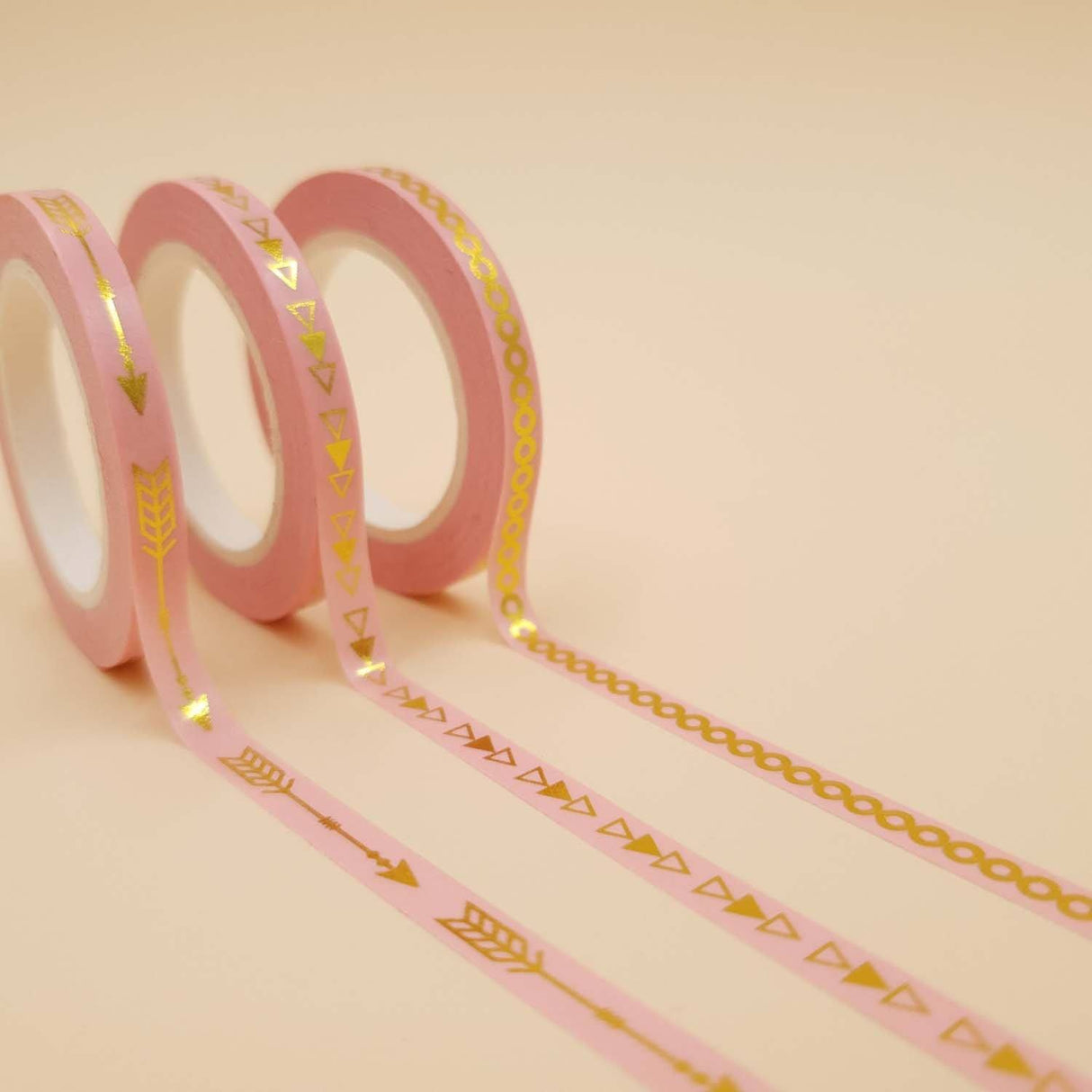 Banda Washi Subtire - Roz Set 3 Buc Paperie.ro