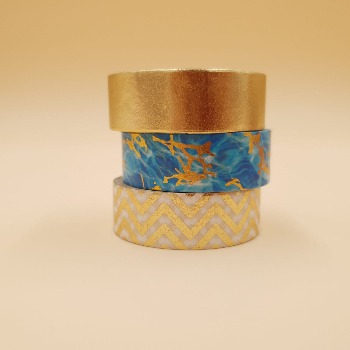 Banda Washi - Set 3 bucati Auriu Marmorat Banda Washi Paperie.ro