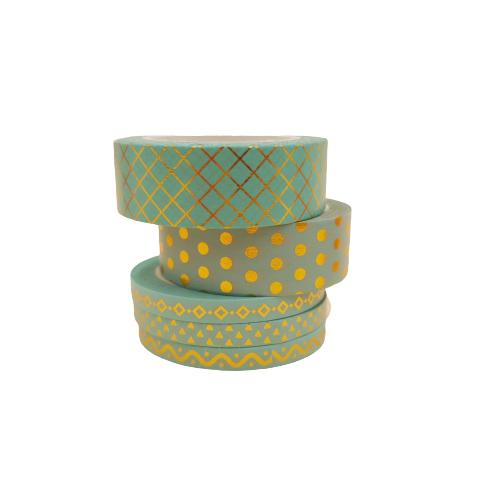 Banda Washi - Set 3 bucati Auriu Turquoise Banda Washi Paperie.ro