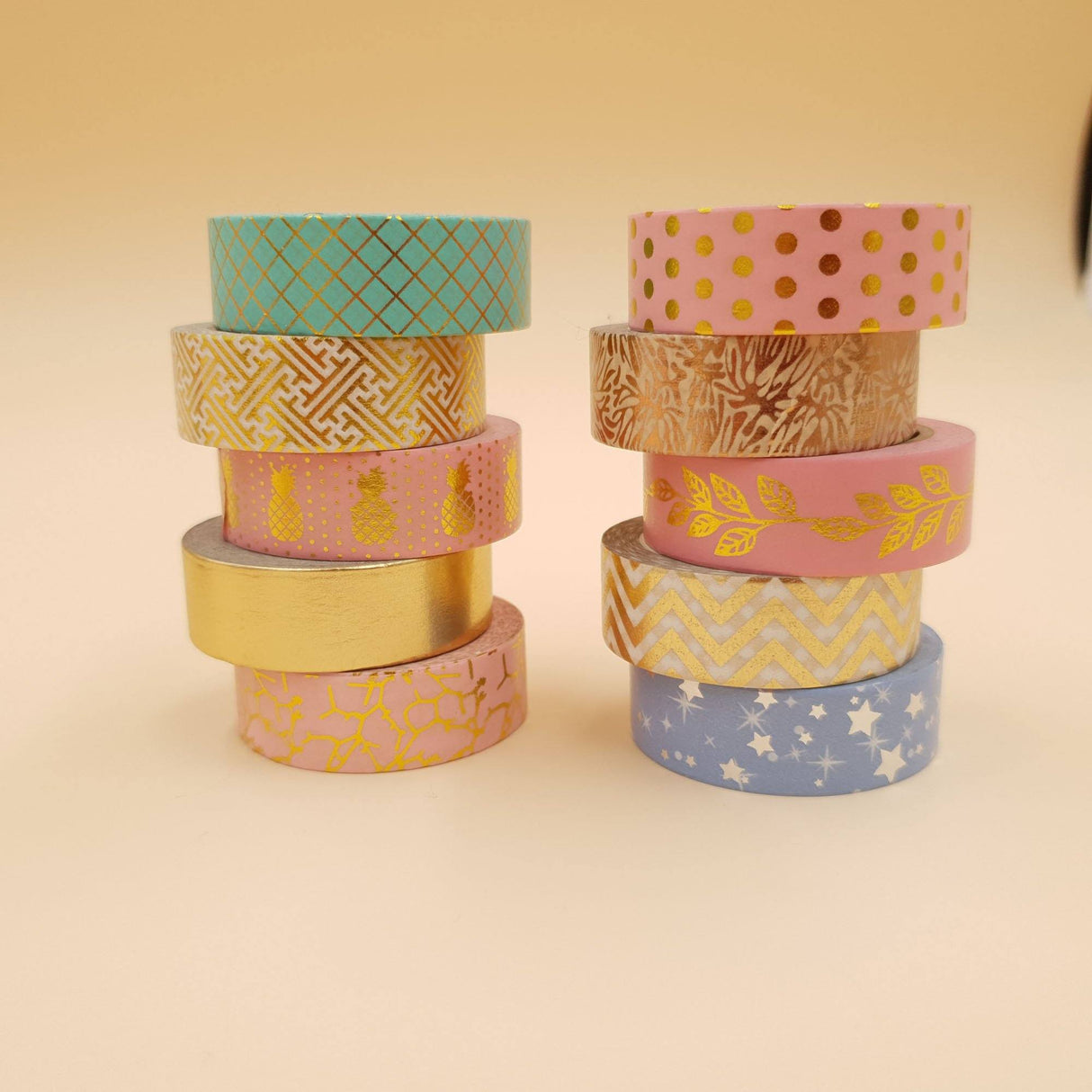 Banda Washi - Set 10 bucati Auriu Regal Banda Washi Paperie.ro