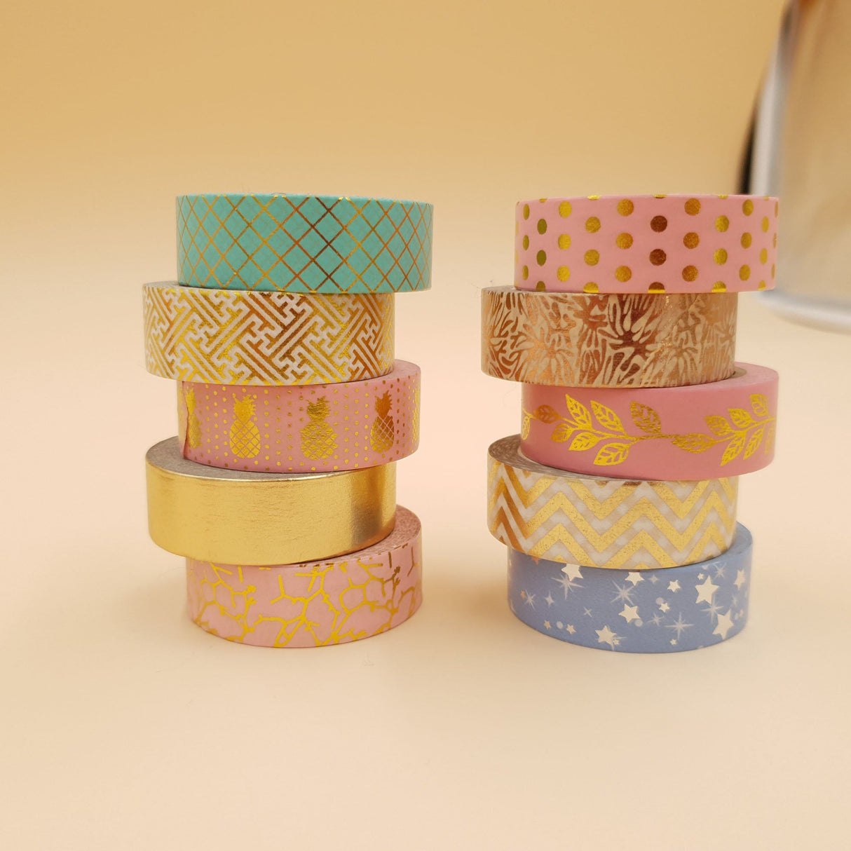 Banda Washi - Set 10 bucati Auriu Regal Banda Washi Paperie.ro